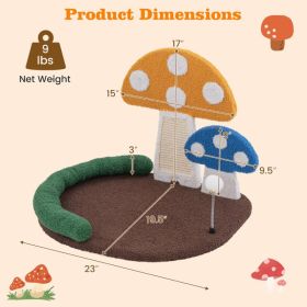 Mushroom Cat Bed Cat Claw Scratcher with Wide Bed and Sisal Scratch Panel (Option: Multicolor)